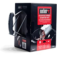 Weber 17631 - Set Chimenea con briquetas Encendido Blancas- Inox- 2 kg - 6 Pastillas